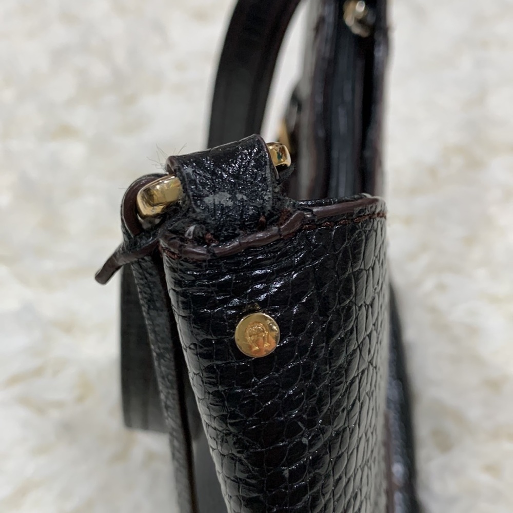 VINTAGE ETIENNE AIGNER EMBOSSED GENUINE LEATHER HOBO STYLE BAG - Picture 5 of 13